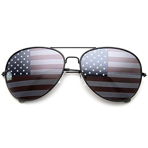 zeroUV American Flag USA Classic Teardrop Metal Aviator Sunglasses