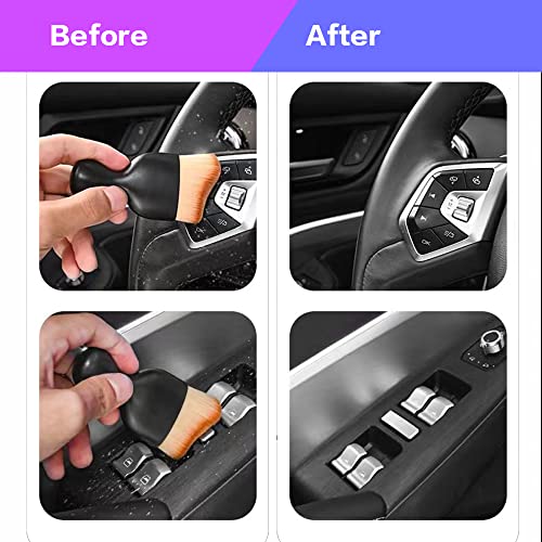 Image of AOCISKA Car Interior Detailing Brush,Soft Bristle Cleaning Brush Car Detailing Brush Dusting Brush,Car Interior Cleaning Tool,Auto Detail Brush Car Dash Duster Brush (Black with Cap)