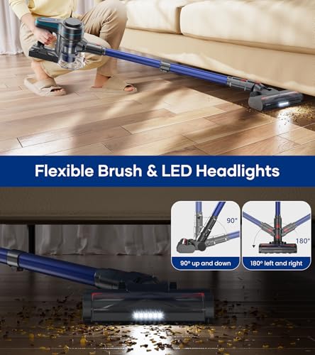 Image of NADALY Cordless Vacuum Cleaner for Home, 500W 40KPA Stick Vacuum Cordless with 45Mins Runtime, Anti-Tangle, Lightweight, 1.5L Dust Cup, 8-in-1 Rechargeable Vacuum for Hardwood Floor Carpet Pet Hair
