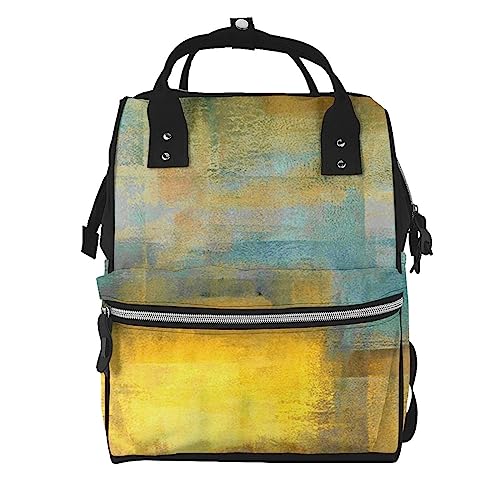 Sac à dos à langer art abstrait gris et jaune, le design moderne au service des parents