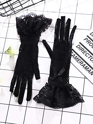 Satinior Women Lace Gloves Elegant Short Lace Gloves Tea Party Gloves For Women Wedding Dinner Party  thumb #6