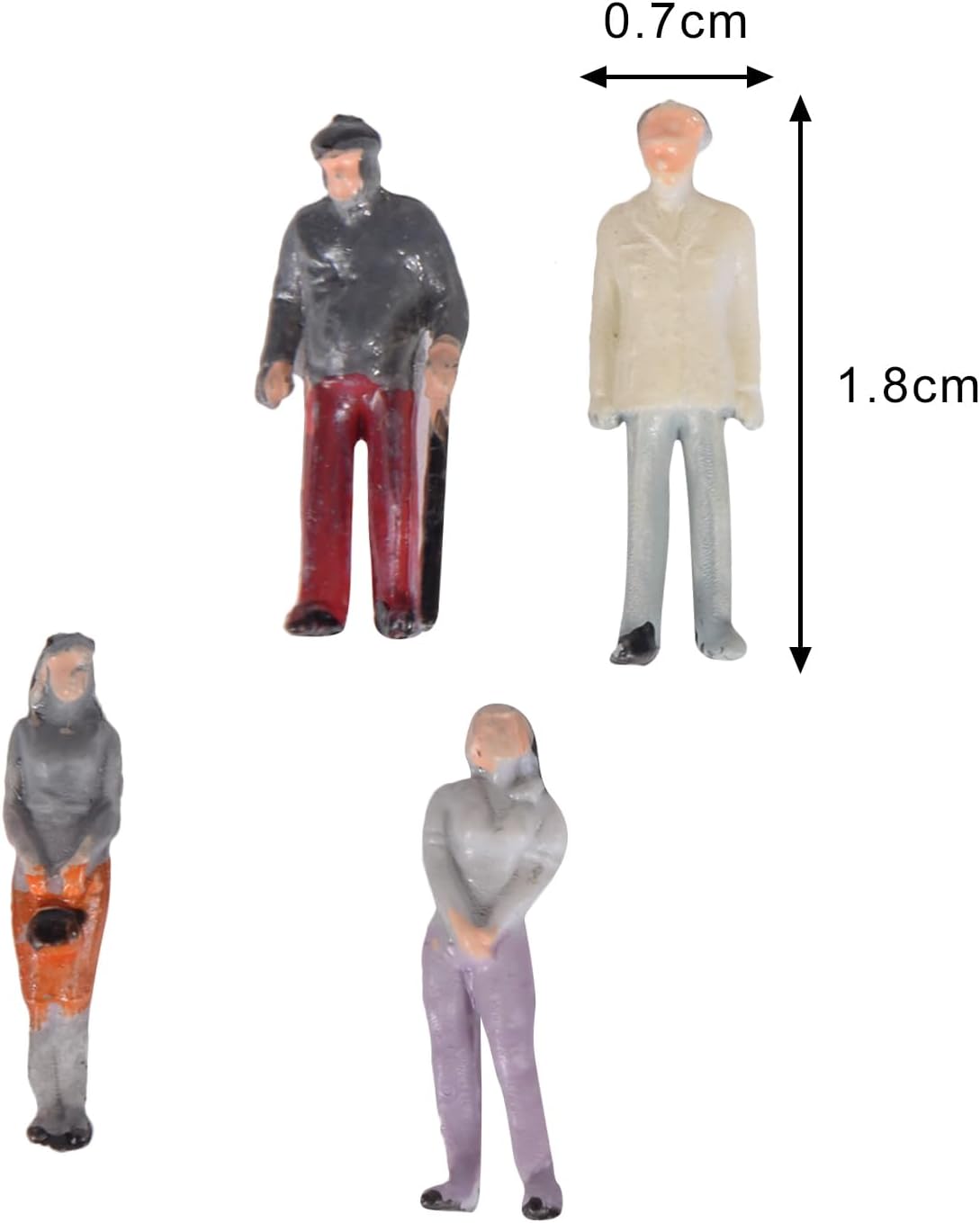 100pcs 1:100 Painted Mixed Model People Figure Layout Standing Little People Figures Mini Architectural Plastic Figurines