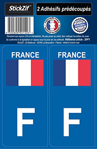 STICKZIF SPF1 2 Adhésif Autocollants Pays Drapeau France, Set de 2
