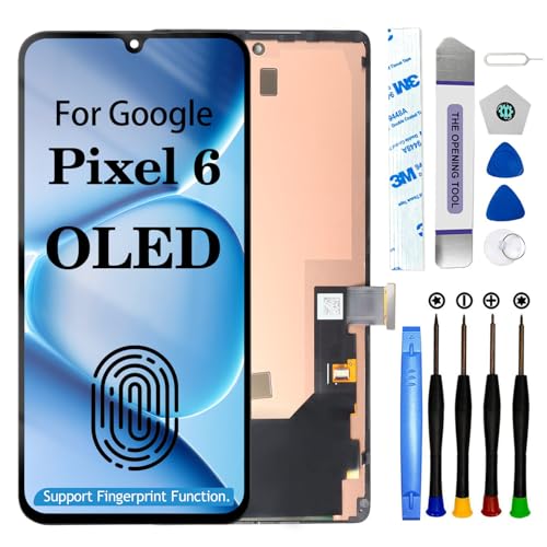 OLED for Google Pixel 6 LCD Screen Replacement for Google Pixel 6 LCD Display Touch Screen Display Assembly Repair Kits with Frame GB7N6 G9S9B16 G9S9B GR1YH (with Fingerprint Function)