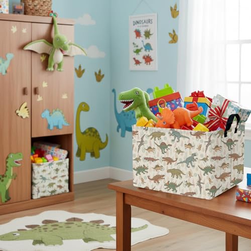 Image of Foldable Dino Toy Basket for Boys & Kids Rectangular (C)