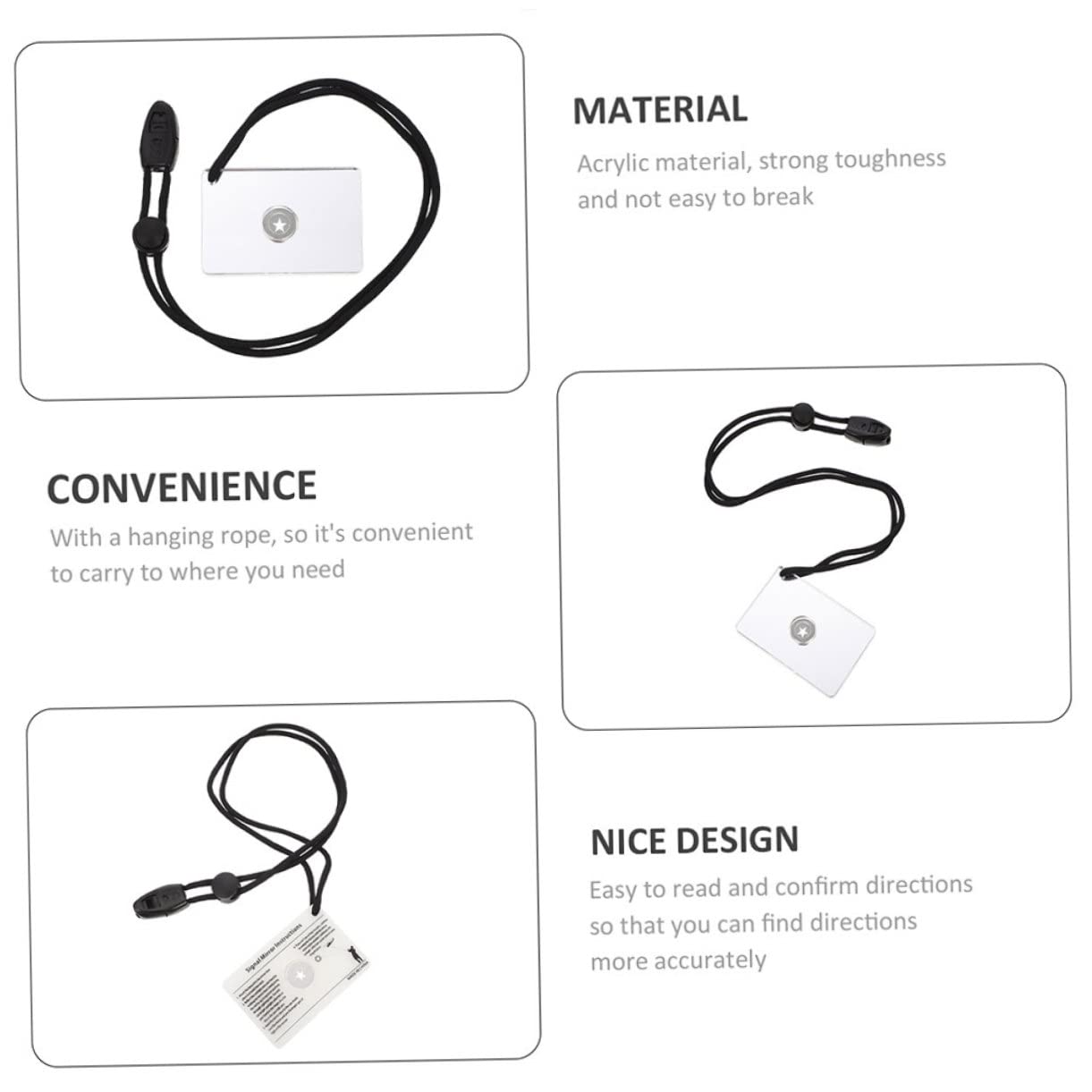 BESPORTBLE Lot De 4 Miroirs De Survie pour L'extérieur en Acrylique pour Le Camping Et La Préparation Aux Situations d'urgence 2 Pièces X 4