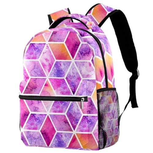 Sac à dos d'école géométrique multicolore 40cm à grande capacité