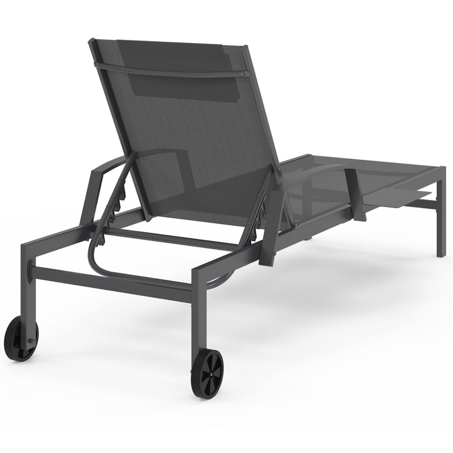 IDMarket - Lot de 2 transats de Jardin inclinables Java avec tablettes en Acier Gris et Toile Grise