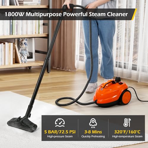 Image of Dyna-Living Steam Cleaner 1800W Multipurpose Steam Cleaner for Home 5 bar Steamer Cleaner for Car Detailing 320F High Temperature High Pressure Steamer for Carpets Floor with 2.1 L Inner Water Tank