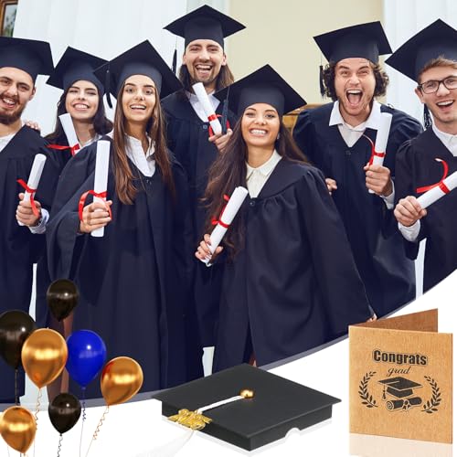 Spakon 12 Pcs 2025 Graduation Gift Card Box, 6 Pack Graduation Cap Box and 6 Pack Grad Cards Grad with Tassel for Bracelet Jewelry Congrats Decoration College High School Ceremony Party