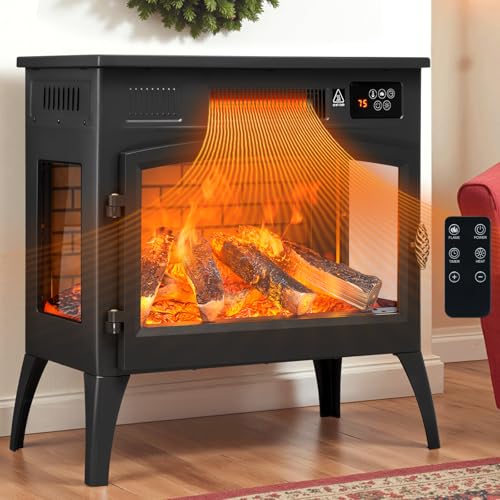 DOVOV 24'' Freestanding Electric Fireplace Heater with 6 Variable Realistic