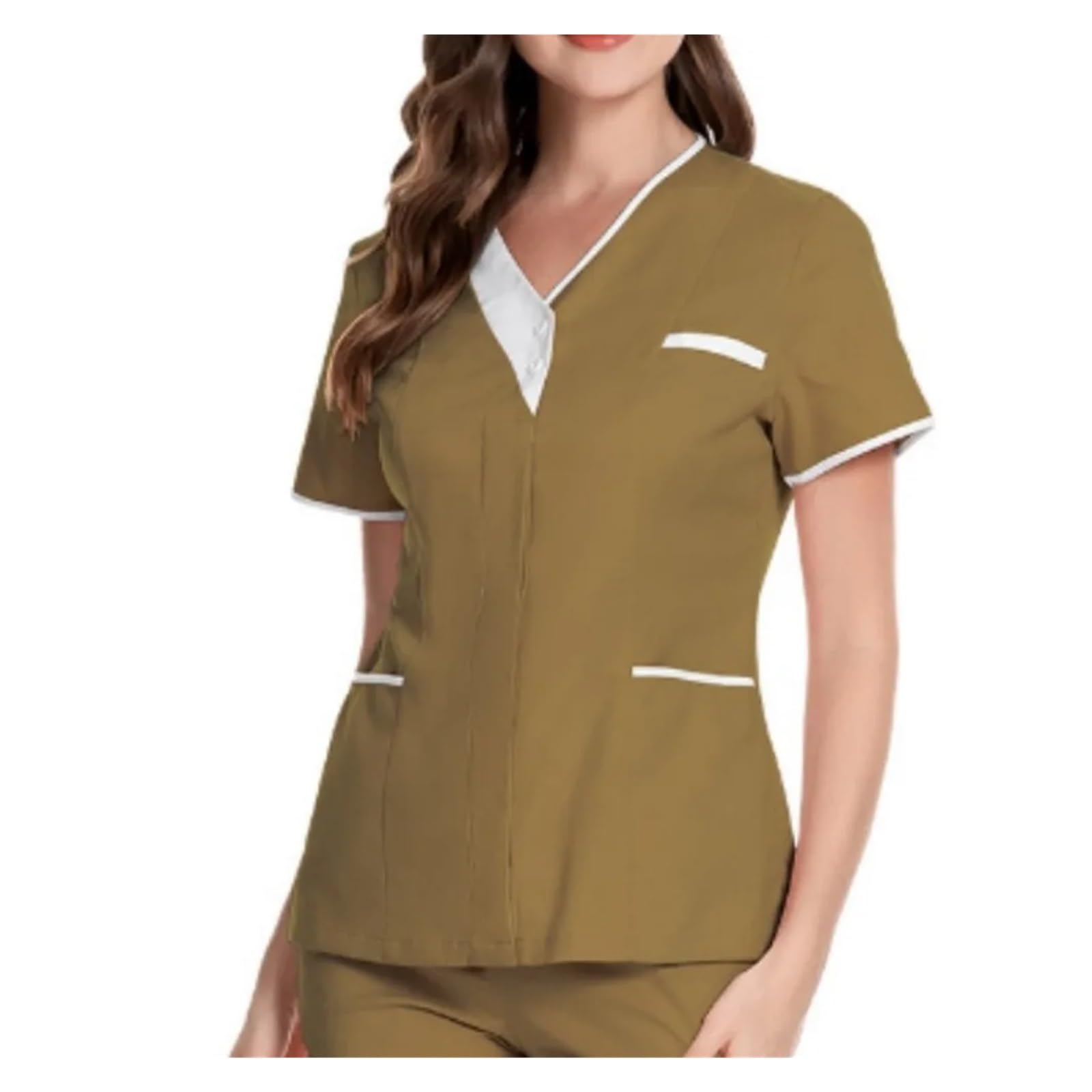 Kasacks Damen Pflege Krankenhaus-Oberteile for Händewaschen, Reine Baumwolle, Arbeitskleidung for Krankenpfleger, Oberteile, Kellneruniform, Arbeitskleidung(Green,L)