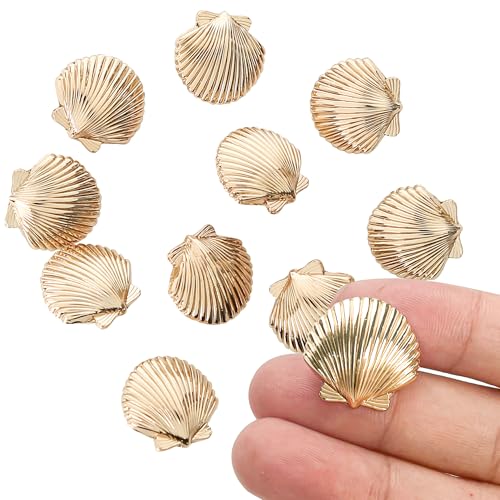 10pcs Alloy Seashell Shank Buttons for Sewing Crafts
