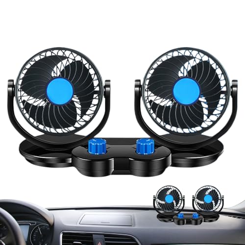 Genérico Ventilador USB Para Coche - Ventilador USB Doble Cabezal Para Automóvil,Circulador De Aire Giratorio Silencioso Para Tablero Hogar Trabajo Caravanas Y Oficina