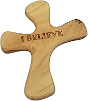 Vista 3 de Madera de olivo Oración Cruz: Mano Held Cruz hecha a se adapta perfectamente en tu mano por Belén Regalos TM