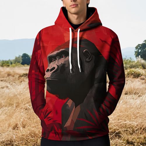 LOAIHA Mens Graphic Hoodie Pullover Sweatshirt Cotton Blend Long Sleeve Streetwear Top With Artistic Print Design4