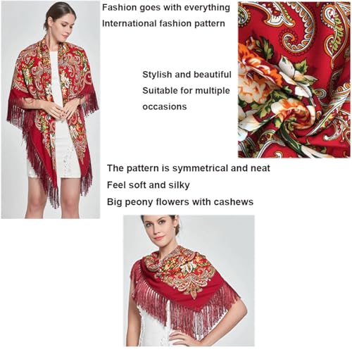 Russian Style Muffler Scarves Women's Traditional Scarf Wrap Tassel Shawl Fringes Neck Head Shawl3
