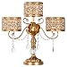 Amalfi Décor Victoria Antique Gold Metal 3 Pillar Candle Holder, Wedding Table Hurricane Centerpiece Crystal Draped Accent Stand Display