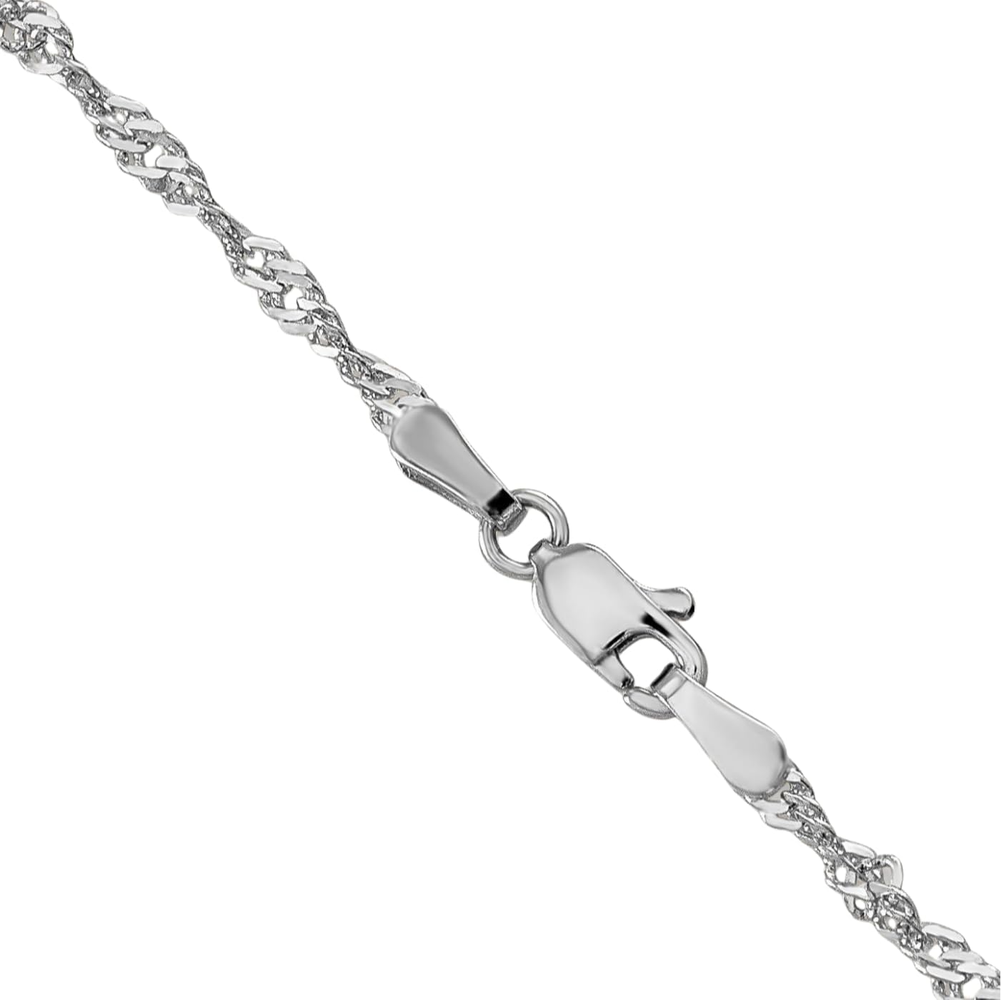 IceCarats 14K Solid White Gold 1.9mm Thin Singapore Chain Necklace Polished