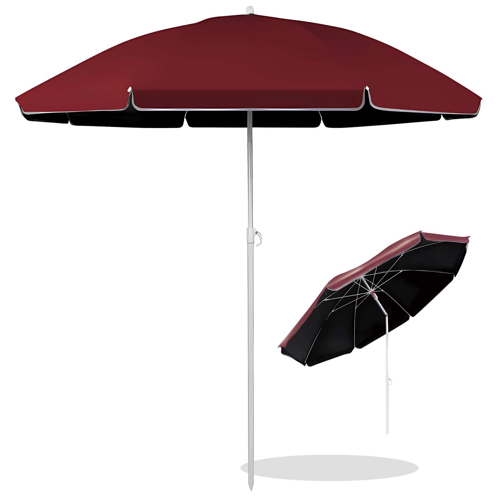 LRZPTDYU Patio Outdoor Umbrella 7ft/8ft Tiltable Portable Garden Parasol Waterproof UPF 50+ Sun Shade for Beach Market Poolside Backyard Balcony