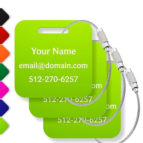 Legit 3D Custom Engraved Acrylic Tags for Luggage, Backpacks and Bags with Your Personalized Text, 2"x2" (Lime)