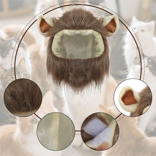 Peluca melena de león para disfraz de perro gato miniatura 3