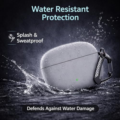 Image of Anvique Silicone Case Cover for Oneplus Nord Buds 4 Pro, Scratch Resistance, Shock Absorption, with Premium Carabiner (Grey T)