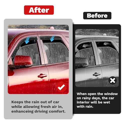 Image of Canvcle Durango Rain Guards - Window Visors for Dodge Durango 2011-2025 2026, Outside-Mount Tape-On Side Window Wind Deflectors for Durango Accessories, Vent Visors Shades Rainproof Black 4PCS