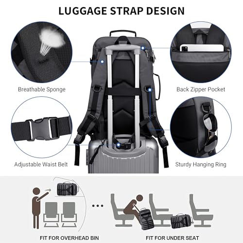 Image of WITZMAN Carry On Travel Backpack for Men Large Convertible 45L Luggage Backpack fit 17 Inch Laptop Airline Approved(B688 Silvery Grey)