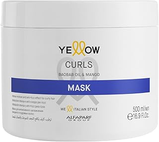 Yellow Curls Mask 500ml - Máscara de Hidratação Intensa e Anti-Frizz - Promove Hidratação e Definição - Qualidade Profissional de Salão