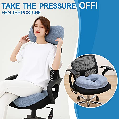 Jema Donut Pillow Tailbone Hemorrhoid Cushion, Memory Foam Seat Cushion Pain Relief For Sores, Prostate, Coccyx, Sciatica, Pregnancy, Post Natal By Ergonomic Innovations, Blue #TOP3