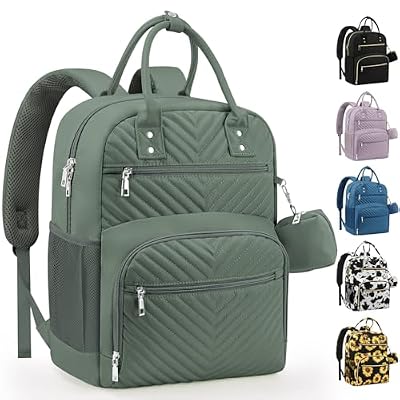 Pritent Diaper Bag Backpack,Baby Essentials Diapers Bag with Pacifier Case,Multipurpose Stylish Large Capacity Travel Backpack for Baby Girl/Boy(M-Green)
