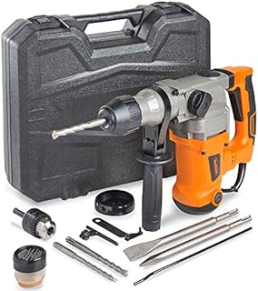 VonHaus 1-3/16” SDS-Plus Heavy Duty Rotary Hammer Drill 10 Amp - Vibration Control, 3 Functions - With Drill Demolition Kit, Grease, Chisels, Drill Bits and Case – Suitable for Concrete, Wood, Steel