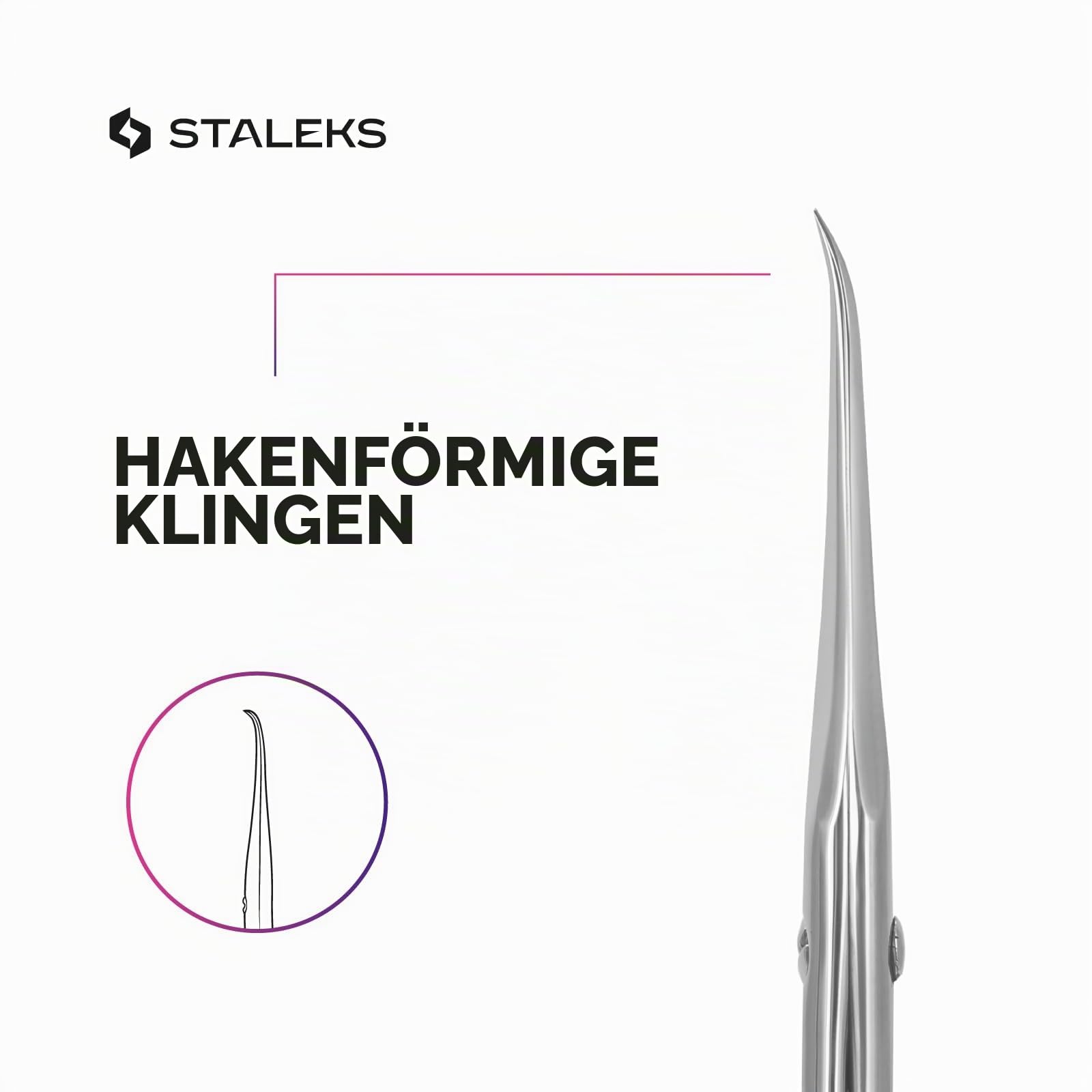STALEKS PRO - Professionelle Nagelhautschere mit gebogener Spitze Exclusive 21 TYPE 2 (Design: Magnolia Fior) SX-21/2m