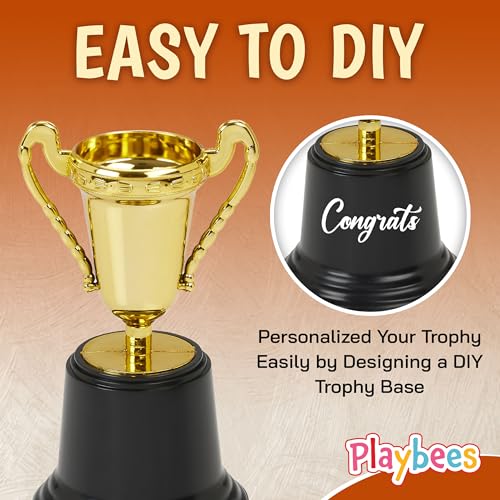 image for Playbees Plastic Mini Trophies - 12PK - 5 Inch - Gold Cups Participati