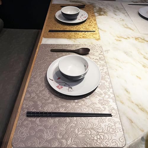 Set de table lavable en cuir champagne pour protéger la table des taches - 3