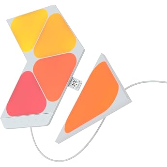 Nanoleaf NL48-5006TW-5PK Shapes Mini Triangle Starter Pack, 5 Pieces, Easy Installation, 16.8 Million Colors, RGBCW Multicolo