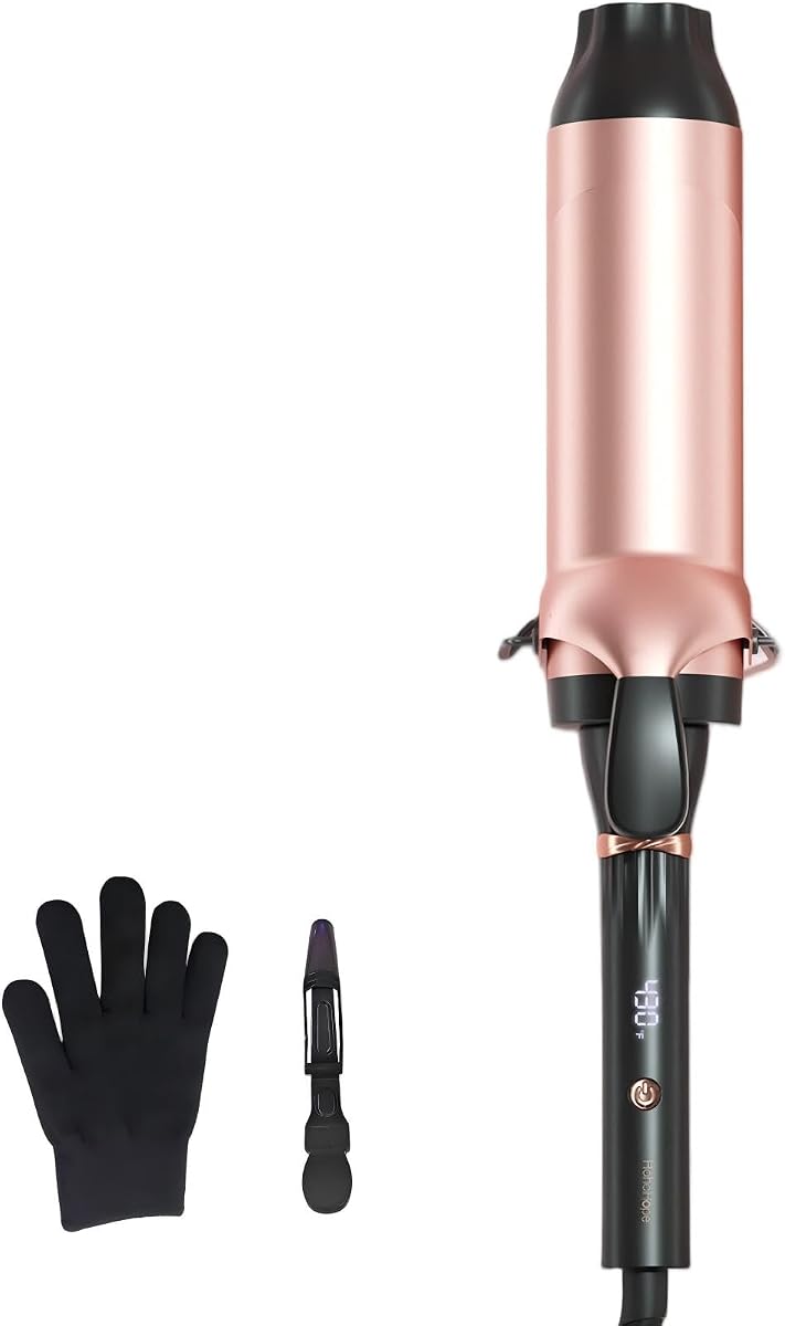 Hahahope 2 Inch Large Barrel Curling Iron for Long Hair & Thick Hair, Hair Curler for Beach Waves and Voluminous Curls, 30 Seconds Fast Heating Hair Styling Tool with 8 Adjustable Temperature