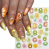NICENEEDED 6 Feuille D'Autocollants pour Ongles à Motifs de Fruits Autocollants Brillants pour Ongles D'Été avec Citron et Kiwi Décorations D'Ongles Autocollantes Autocollants de Fruits Colorés