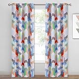KGORGE Polygon Geometric Room Darkening Curtains, Pop Style Contrast Color Cube Window Drapes for Li