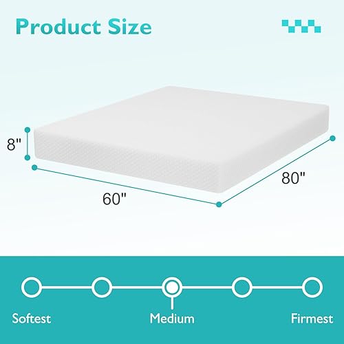Miniatura 2 de BLKMTY Colchón Queen de 80 x 60 x 8 pulgadas, colchón de espuma viscoelástica de gel de 8 pulgadas para sueño fresco, colchón suave de firmeza