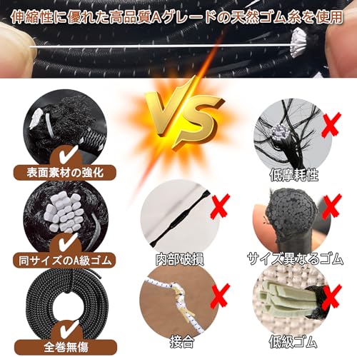 DLLM ゴムコード 反射付き 幅3mm 10m ブラック