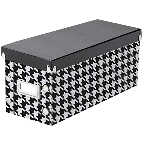 Snap-N-Store Dvd Storage Box - Pack Of 1 - Durable 6 X 8.2 X 16.5 Inch Movie Organizer - Disc Holder With Lid To Store Up To 26 Dvd Cases - ﻿Houndstooth #TOP2