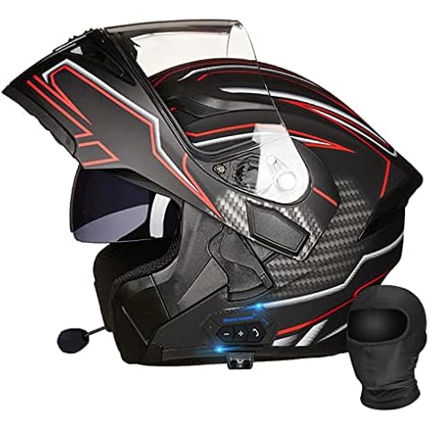 Bluetooth Modular Motorcycle Helmet, Full Face Motorcycle Helmet, DOT/ECE Approved Flip Up Front Motorbike Helmets with Dual Visors for Adults Men Women Moped Street Racing,Imitation,XXL Cover