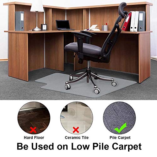 image for AiBOB Chair Mat for Low Pile Carpet, 53 X 45 inches, Flat Without Curl