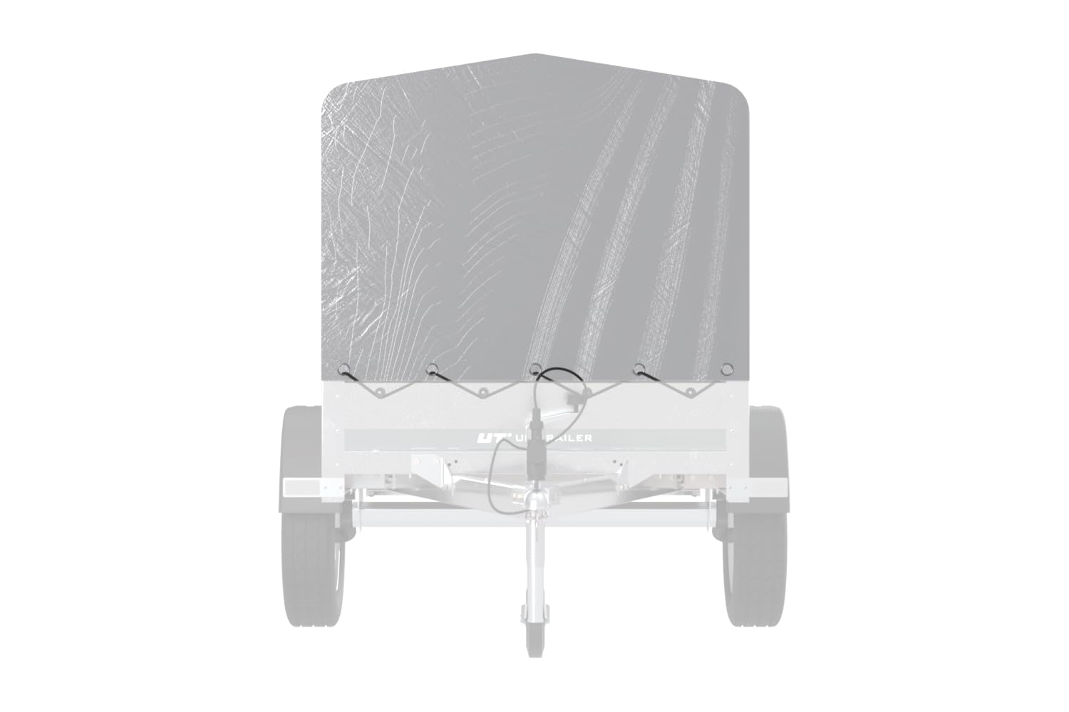 UNITRAILER Anhängerplane 200x106 cm in Grau, 80 cm Hochplane wasserdicht für Garden Trailer 200 Kipp, Abdeckung mit Expanderseil und öffenbarem Hinterteil