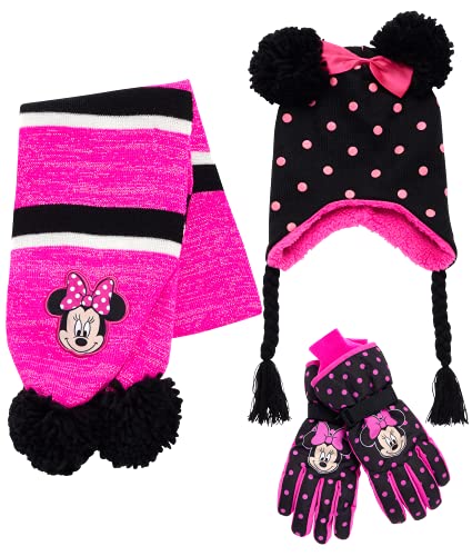Disney Girls' Insulated Snow Glove Set – Minnie Mouse or Frozen Winter Hat, Scarf, and Mitten or Gloves (Toddler/Little Kid)