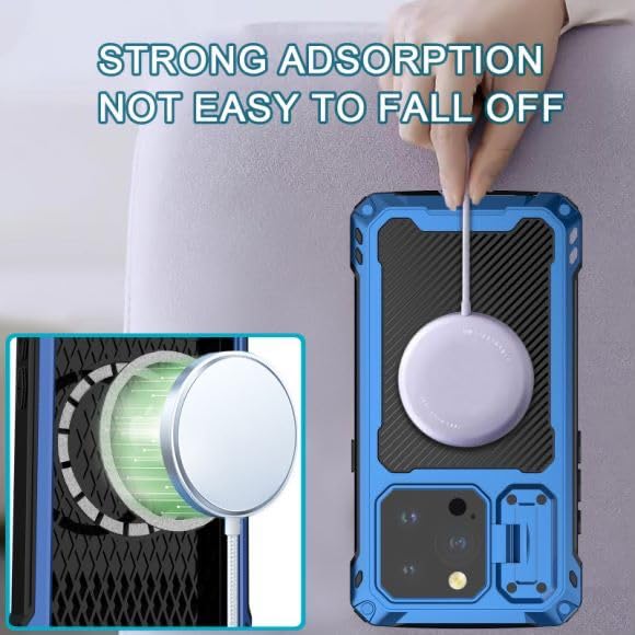 Coque iPhone 15 Pro Max charnière antichoc verre trempé bleu - 7