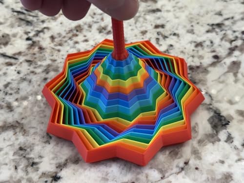 Image of Expanded Sensory Fidget Star with Handle - Visually Captivating and Satisfyingly Noisy! (True Rainbow, Medium)