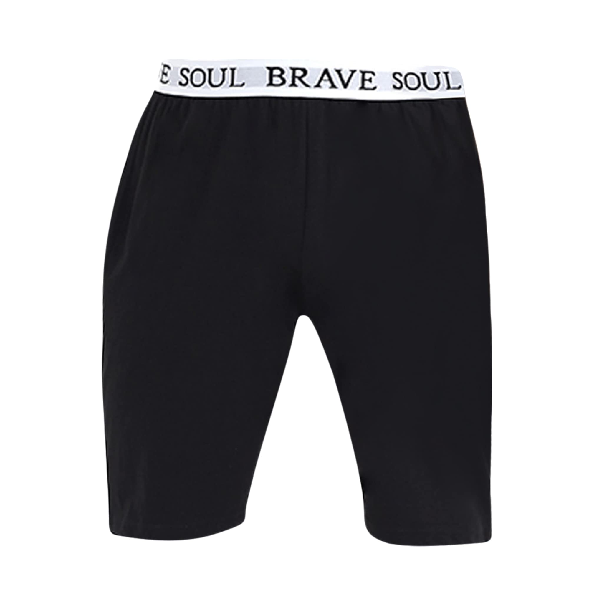 BRAVE SOUL Mens Logo Waistband Jersey Lounge Shorts (L) (Black)